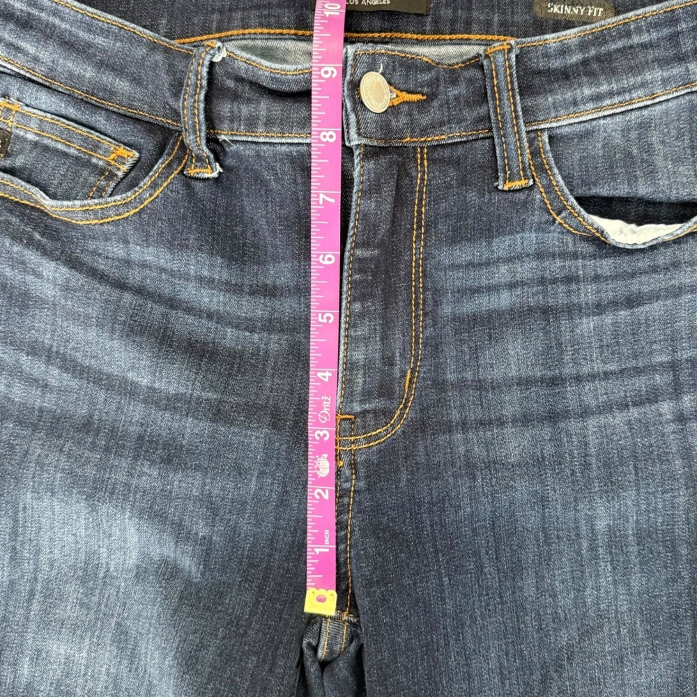 Judy Blue Skinny Fit Jeans Dark Wash Raw Fray Hem Womens 7/28 Comfort Western - Picture 8 of 10